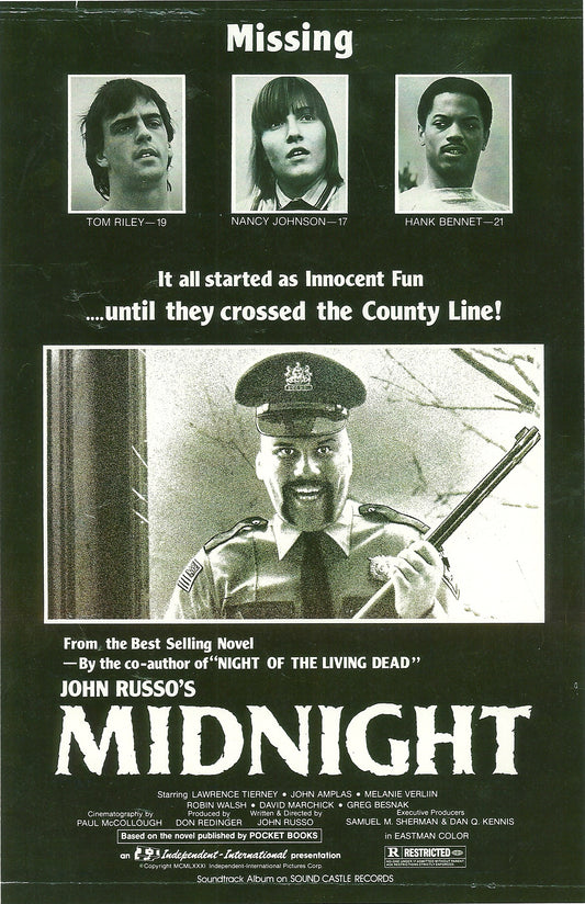 MIDNIGHT (1982) Unreleased One-Sheet, signed